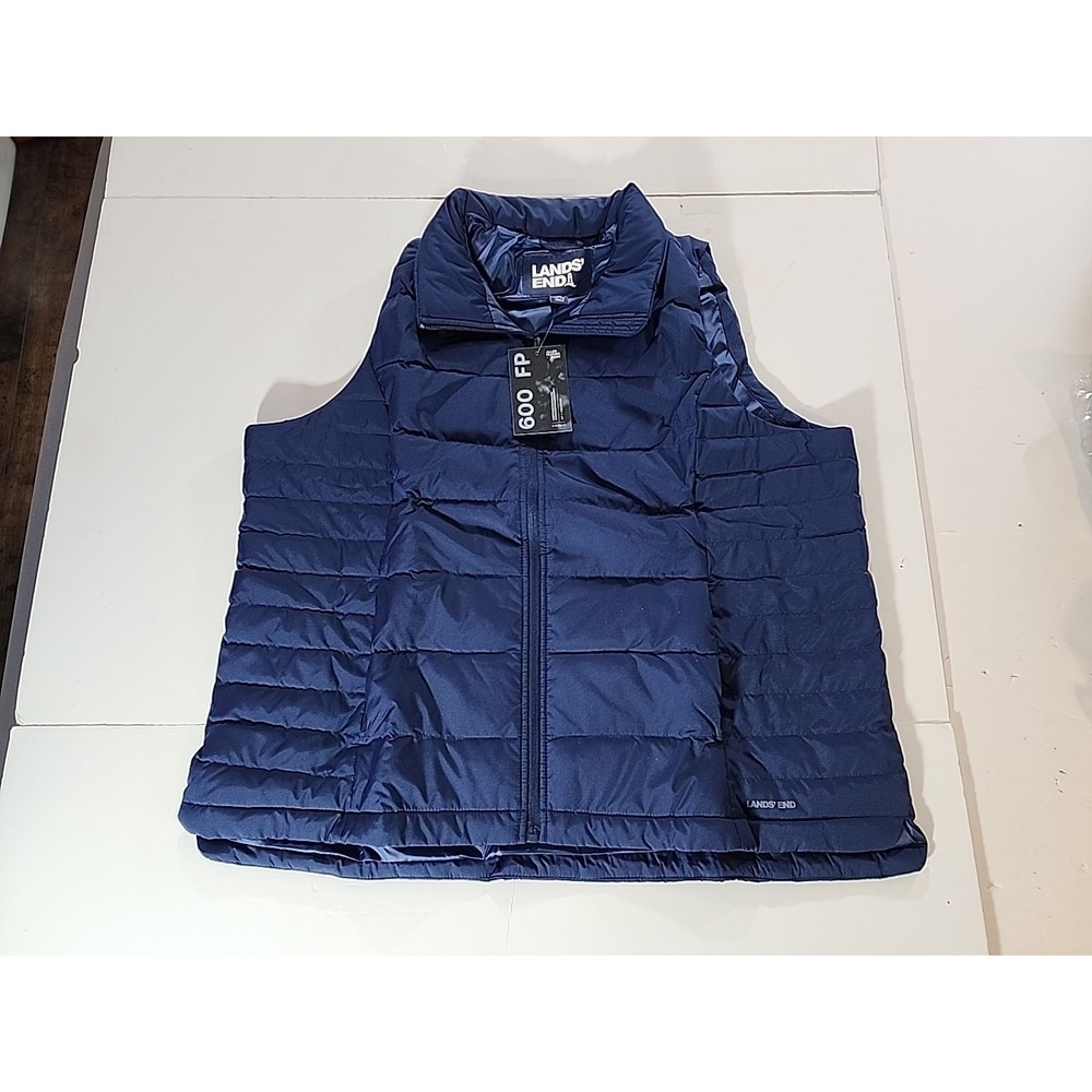 Lands' End 600 Fill Down Puffer Vest Blue Womens S Packable Lightweight NWT‎
